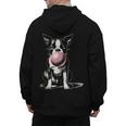 Vintage Boston Terrier Blowing Bubble Gum American Gentleman Men's Hoodie Back Print, American Boston Terrier Gifts, trending gift