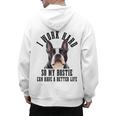 Bostie Mama Dog Dad Boston Terrier For Men Women Men's Hoodie Back Print, Couple Gifts, Boston Terrier Dad Gifts, trending gift