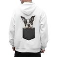 Boston Terrier Dog Puppy Dog In Pocket Cute Pet Lover Men's Hoodie Back Print, trending gift
