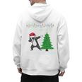 Boston Terrier Santa Hat Dabbing Around The Christmas Tree Men's Hoodie Back Print, Boston Terrier Christmas Gifts, trending gift