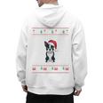 Boston Terrier Wearing Santa Hat Ugly Xmas Dog Lovers Men's Hoodie Back Print, trending gift