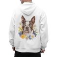 Floral Boston Terrier Men's Hoodie Back Print, trending gift