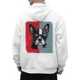 Retro Boston Terrier Dog Lover Bostie Mom Dad Dog Owner Men's Hoodie Back Print, Couple Gifts, Mom Gifts, Boston Terrier Dad Gifts, Boston Terrier Mom Gifts, trending gift