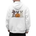 Spooky Ghost Boston Terrier Pumpkin Halloween Dog Lover Men's Hoodie Back Print, Boston Terrier Ghost Gifts, Boston Terrier Halloween Gifts, trending gift