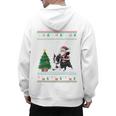 Ugly Christmas Tree Lights Xmas Santa Riding Boston Terrier Men's Hoodie Back Print, Boston Terrier Christmas Gifts, Boston Terrier Riding Gifts, trending gift
