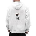 Ugly Xmas Sweater Style Boston Terrier Reindeer Christmas Men's Hoodie Back Print, Boston Terrier Christmas Gifts, trending gift