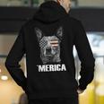 4th July Blue Heeler Dog Merica Patriotic USA Flag Cute Men's Hoodie Back Print, funny gift