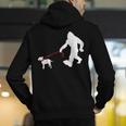 Bigfoot Walking With Bull Terrier Dog Men's Hoodie Back Print, funny gift
