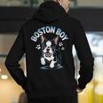 Boston Terrier Boy Cute Cartoon Dog Owner Pet Boston Terrier Men's Hoodie Back Print, funny gift