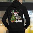 Boston Terrier Christmas Tree Lights Santa Hat Men's Hoodie Back Print, Boston Terrier Christmas Hoodies, funny gift
