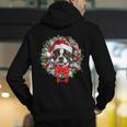 Boston Terrier Christmas Wreath Decoration Xmas Pajamas Men's Hoodie Back Print, Boston Terrier Christmas Hoodies, funny gift