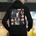 Boston Terrier Dog American Flag 4th Of July Patriotic Puppy Men's Hoodie Back Print, Patriotic Boston Terrier Hoodies, American Boston Terrier Hoodies, Boston Terrier 4th Of July Hoodies, funny gift
