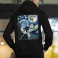 Boston Terrier Dog Art Van Gogh Starry Night Boston Terrier Men's Hoodie Back Print, funny gift