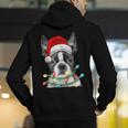 Boston Terrier Dog Santa Christmas Tree Lights Xmas Men's Hoodie Back Print, Boston Terrier Christmas Hoodies, funny gift