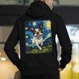 Boston Terrier Dog Starry Night Painting Men's Hoodie Back Print, funny gift