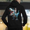 Boston Terrier Riding T-Rex Dinosaur Dog Lover Men's Hoodie Back Print, Boston Terrier Riding Hoodies, funny gift