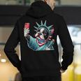 Boston Terrier Selfie Statue Of Liberty 4th Of July American Men's Hoodie Back Print, American Boston Terrier Hoodies, Boston Terrier 4th Of July Hoodies, funny gift