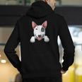 Bull Terrier Pocket Bull Terrier Peeking Out Pocket Men's Hoodie Back Print, funny gift