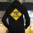 Caution Sign Boston Terrier Dog Bostie Puppy Men's Hoodie Back Print, funny gift