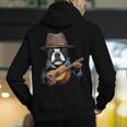 Guitar Shirt Boston Terrier Dog Playing Acoustic Guitar Men's Hoodie Back Print, funny gift