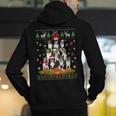 Ugly Sweater Christmas Tree Boston Terrier Dog Xmas Pajama Men's Hoodie Back Print, Boston Terrier Christmas Hoodies, funny gift