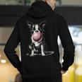 Vintage Boston Terrier Blowing Bubble Gum American Gentleman Men's Hoodie Back Print, American Boston Terrier Hoodies, funny gift