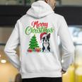 Boston Terrier Christmas Tree Lights Xmas Dog Lover Men's Hoodie Back Print, Boston Terrier Christmas Hoodies, funny gift