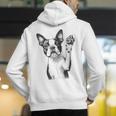 Boston Terrier Dog Raising Paw Idea Men Women Men's Hoodie Back Print, funny gift