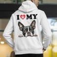 Boston Terrier I Heart My Dog Dog Lover Men's Hoodie Back Print, funny gift