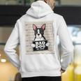 Boston Terrier Mug Shot Guilty Dog Men's Hoodie Back Print, funny gift