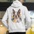 Floral Boston Terrier Men's Hoodie Back Print, funny gift