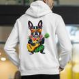 Hawaiian Boston Terrier & Pineapple Ukulele Summer Vacation Men's Hoodie Back Print, funny gift