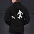 Bigfoot Walking With Bull Terrier Dog Men's Hoodie Back Print, gift for family, gift for coworker
