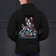 Biker Boston Terrier Dog Riding Motorbike Men's Hoodie Back Print, Boston Terrier Riding Hoodies, gift for family, gift for coworker