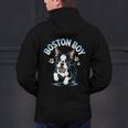 Boston Terrier Boy Cute Cartoon Dog Owner Pet Boston Terrier Men's Hoodie Back Print, gift for family, gift for coworker