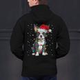 Boston Terrier Christmas Santa Hat Tree Lights Pajama Men's Hoodie Back Print, Boston Terrier Christmas Hoodies, gift for family, gift for coworker