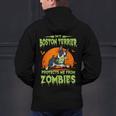 Boston Terrier Halloween Zombie American Gentleman Dog Lover Men's Hoodie Back Print, Boston Terrier Halloween Hoodies, American Boston Terrier Hoodies, gift for family, gift for coworker