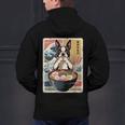 Boston Terrier Ramen Noodles Japanese Art Retro Ocean Waves Men's Hoodie Back Print, gift for family, gift for coworker