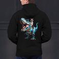 Boston Terrier Riding T-Rex Dinosaur Dog Lover Men's Hoodie Back Print, Boston Terrier Riding Hoodies, gift for family, gift for coworker