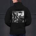 Boston Terrier Graphic Selfie With UFOs Weird Aliens Men's Hoodie Back Print, gift for family, gift for coworker