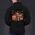 Boston Terrier Thanksgiving Leopard Pumpkins Fall Leaves Men's Hoodie Back Print, Boston Terrier Thanksgiving Hoodies, gift for family, gift for coworker