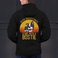 Boston Terrier Never Underestimate a Girl With a Bostie Men's Hoodie Back Print, gift for family, gift for coworker