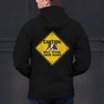 Caution Sign Boston Terrier Dog Bostie Puppy Men's Hoodie Back Print, gift for family, gift for coworker