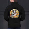 Cute Boston Terrier Spring Flower Garden Colorful Puppy Dog Men's Hoodie Back Print, gift for family, gift for coworker