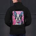 Dog Pink Boston Terrier Men's Hoodie Back Print, gift for family, gift for coworker