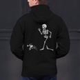 Halloween Boston Terrier And Skeleton Men's Hoodie Back Print, Boston Terrier Halloween Hoodies, gift for family, gift for coworker
