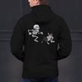 Skeleton Chasing Dog Boston Terrier Halloween Pet Lover Men's Hoodie Back Print, Boston Terrier Halloween Hoodies, gift for family, gift for coworker