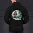 Whimsical Forest Adventures Sasquatch Bigfoot Walking Boston Terrier Dog Lovers Men's Hoodie Back Print, gift for family, gift for coworker