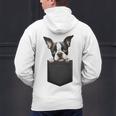 Boston Terrier Dog Puppy Dog In Pocket Cute Pet Lover Men's Hoodie Back Print, gift for family, gift for coworker