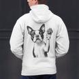 Boston Terrier Dog Raising Paw Idea Men Women Men's Hoodie Back Print, gift for family, gift for coworker